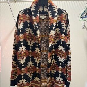 Lucky Brand Black and Orange Patterned Cardigan
